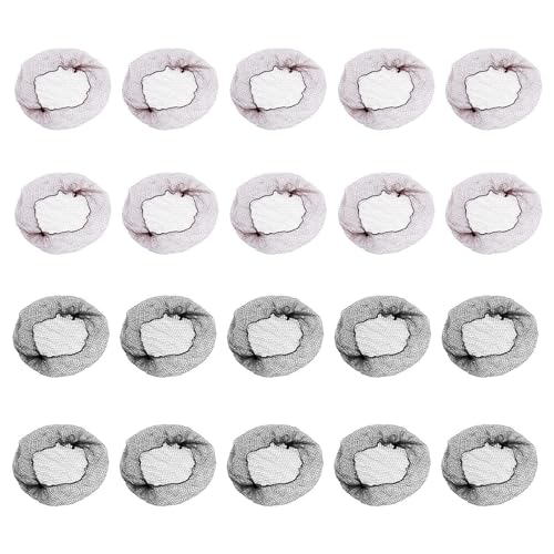 Ryaupy 20 Pcs Redecilla Pelo,Redecilla Moño Ballet Niña con Borde Elástico, Red para el Cabello Invisible de Nylon, Accesorio de Peinado para Fijar Pelo en Cabeza de Ballet Café (Negro y Marrón)