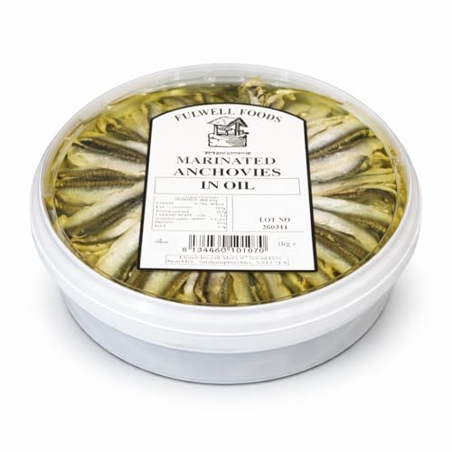 Fresh White Anchovies in Oil Marinade 1kg - From GREAT BRITISH TRADING