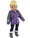 18 Inch Doll Jacket with Hood, Coleman Winter Doll Coat in Purple and Grey with Fur Lining