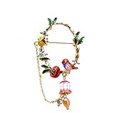 Einzelteil-Art: Broschen BULIW Brosche emaille Vogel und marienkäfer Garten Stil broschen für Frauen niedlich pins Sommer Kleid schmuck