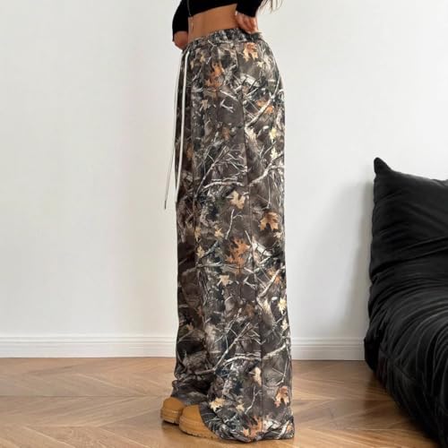 BONVEN Womens Wide Leg Camo Baggy Sweatpants Y2k Casual Cargo Pants Loose Elastic Waist Drawstring Pants with Pockets3