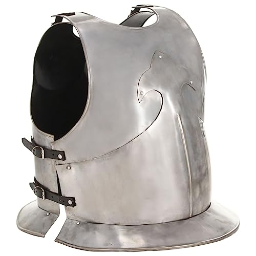 vidaXL Mittelalterlicher Ritter Brustpanzer Kürass Replik für LARP Cosplay Halloween-Party Brustplatte Ritter Helm Rüstung Harnisch Stahl Silbern