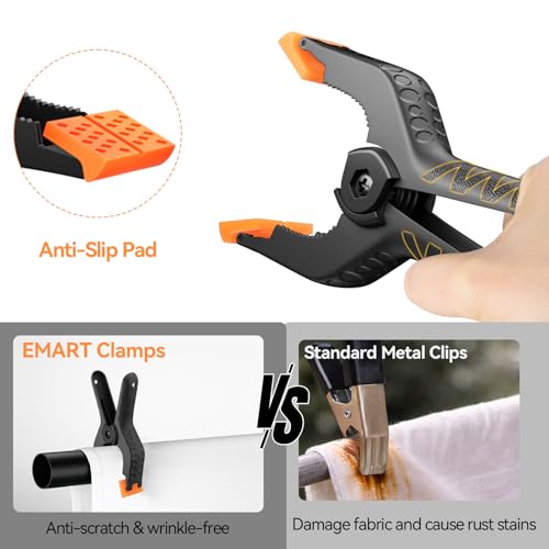 Image of EMART 12 Pack Heavy Duty Spring Clamps 3.5 Inch Professional Plastic Backdrop Clips for Photography Studio, Background Stand, Woodworking, Crafts, Tarp-Yellow