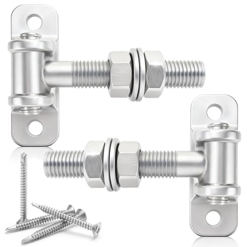 YICH Lot de 2 charnières de portail réglables M16 - 110 mm - Charge lourde - Galvanisées - Avec vis autoperceuses - Pour portail de jardin, portail de cour,...