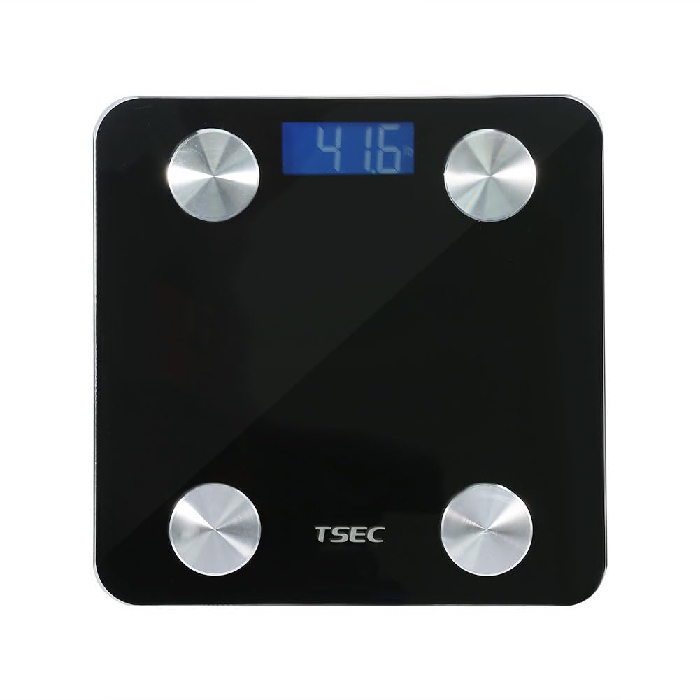 Inteligentna cyfrowa waga łazienkowa do masy ciała, BMI, tkanki tłuszczowej, procentu wody, TMB, masy mięśniowej i kostnej, z synchronizacją Bluetooth i udostępnianiem (czarna)