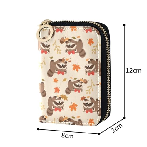Women's Cute Raccoon Yellow Credit Card Holder Wallet Leather Zipper Card Case for Ladies Girls 203012032