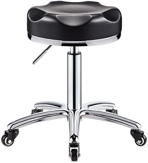 Round Rolling Stool Chair Heavy Duty Salon Massage 360° Swivel Salon Stool with Wheels (Color : Brown B) Marriage (Black)