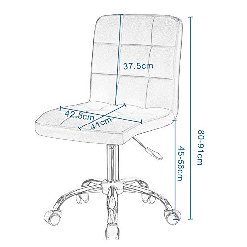 EUGAD 0011BGY Arbeitshocker auf Rollen Bürohocker Schreibtischstuhl Rollhocker 360° drehbar höhenverstellbar Leinen… – Bild 4