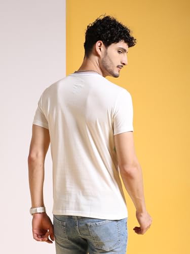 Image of The Indian Garage Co Men Drop Shoulder Loose fit Colourblocked Round Neck Tshirt