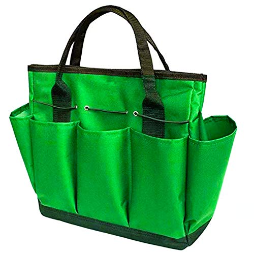 Evealyn Garden Tools Bag,Oxford cloth Gardening Storage Tote with 8 Pockets, Garden Hand Tool Organizer Portable Bag for Women/Men's Garden Works (Green)