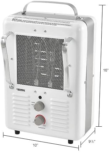 Miniatura 6 de Global Industrial Calentador eléctrico portátil estilo casa de leche de 5120 BTU con termostato de esfera giratoria, 120 V, 1500 W, diseño compacto,