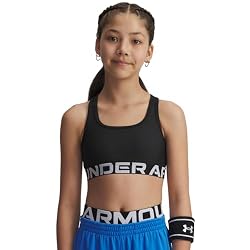 Under Armour Girl'S Crossback Sports Bra Black/White M M