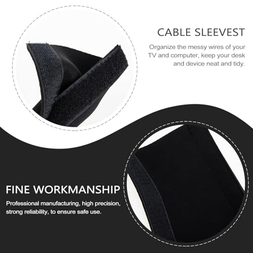 Funda flexible de neopreno para cables, envoltura para gestión de cables para ordenadores, organizador de cables negro para escritorio, oficina y hogar, protección de cables bajo escritorio miniatura 7