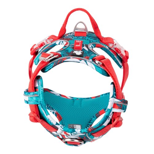 Hundegeschirr No Pull Verstellbare reflektierende Sicherheitsweste mit Griff für kleine mittelgroße große Hunde TLH5653 (L, Camouflage blau)