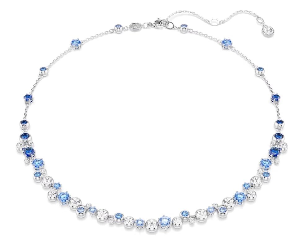 Swarovski Constella necklace Mixed cuts, Blue, Rhodium plated