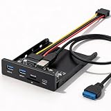 UTECHMIX 3.5 Inch Front Panel Hub, USB 3.0 Internal SD/microSD Card Reader with 2 USB-A + 1 USB-C Port, SPCC...