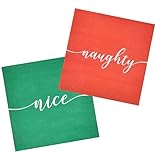 Gift Boutique - 100 Count Christmas Naughty & Nice Cocktail Beverage Napkins Reversible Holiday Disposable Paper Napkin Funny Team Napkins for Home, Xmas, Tableware Party Supplies Decorations
