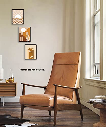 Boho Wall Decor Abstract Art - Modern Bohemian Picture Posters Sun And Moon Artwork Unframed 8X10 Inches Minimalist Prints Earthy Colors Paper Paintings For People Living Room Bathroom Bedroom Decor #TOP6