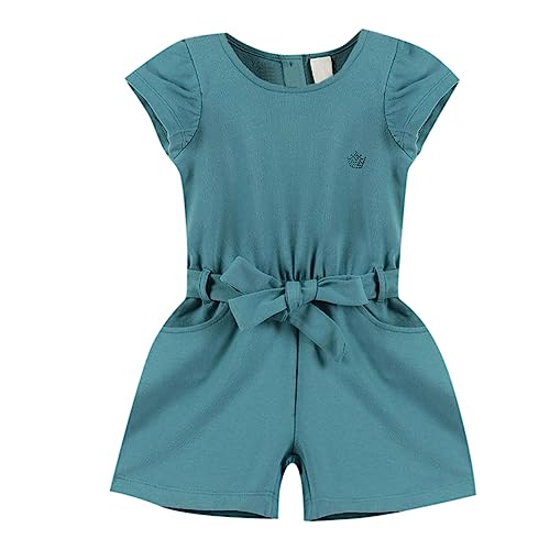 Image of Hopscotch Girls Rayon Solid Playsuit in Blue Color