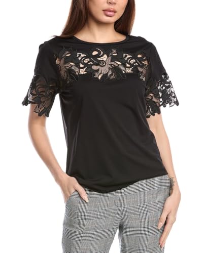 Top en maille fine Harmony Knit SS Anne Klein avec détails dentelle