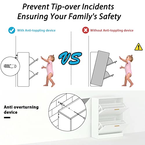 Novamaison Hidden Shoe Cabinet With 2 Flip Drawers, Narrow Shoe Storage Cabinet For Entryway, Freestanding Shoe Organizer For Hallway, Bedroom, Apartment, White #TOP6