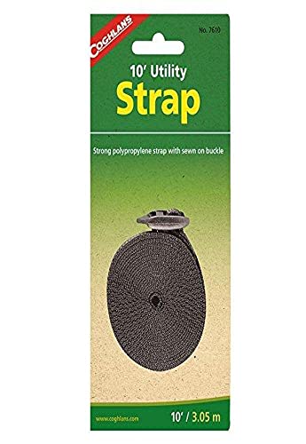 Coghlan's Adjustable Utility Strap – 1-Inch Wide Durable Polypropylene with Quick-Release Buckle for Securing Camping Gear, Lashing Loads, and Outdoor Adventures – 10 ft Length (1 Strap Included)