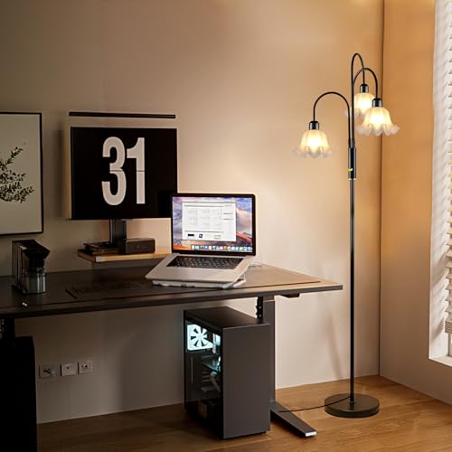Image of Lightdot 70IN Flower Floor Lamp for Living Room, 3 Light Dimmable Tree Floor Lamps with 3000K Bulb Included for Wedding /Party, Unique Floral Tall Lamp with 5Lbs Heavy Base for Bedroom /Sofa -Black