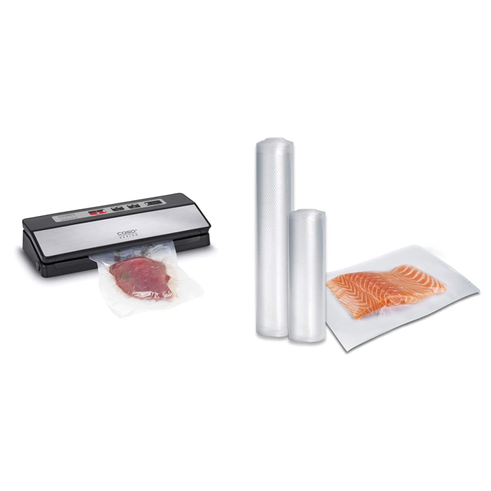 CASO 1522 VR 390 advanced Vakuumierer, Folienschweißgerät, inkl. 10 Profi- Folienbeutel & Profi- Vakuumfolien Set 1 /BPA-frei, sehr stark, reißfest, kochfest, 1235