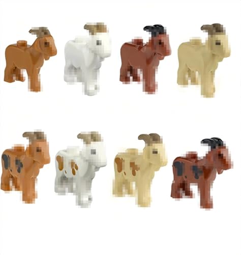 8 Stück Tiere Minifiguren Bausteine Bausatz, Ziegen Modellfiguren Baustein Sets, Tierfiguren Minifiguren Bauset für Erwachsener Teens, Plastiktiere Mini Tiere DIY Zubehör Bausteine Modell