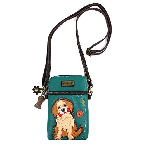 Image of CHALA Dog Collection Cell Phone Crossbody Purse-Women PU Leather /Canvas Multicolor Handbag with Adjustable Strap
