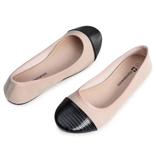 Alpine Swiss Kelly Women’s Ballet Flats | Comfortable Dress or Casual Shoes | Two Tone Cap Toe Slip On Flats | Anti-Slip Sole4