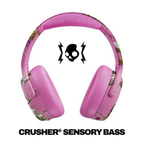 Image of Skullcandy Crusher ANC 2 Wireless Over-Ear Bluetooth Headphones with Multi-Sensory Bass, Active Noise Cancelling, Up to 60 Hours Battery, Microphone for iPhone Android - Realtree Edge Colors Pink