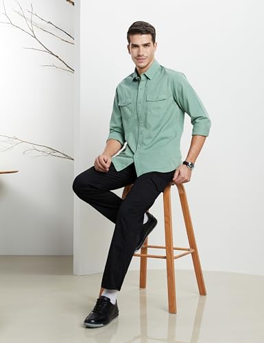 Image of Symbol Premium Men Long Sleeve Casual Washed Cotton Twill Shirt (Regular Fit)