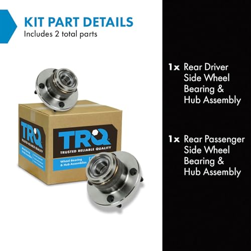 Image of TRQ Rear Left and Right Wheel Bearing and Hub Assembly Set 2 Piece Compatible with 2001-2004 Ford Focus with Rear Disc Brakes 2005-2006 Focus ZX4 ST 2007 Disc Brakes