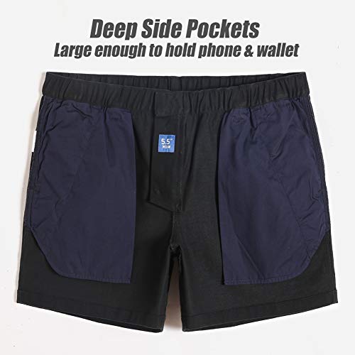 Maamgic Men's Classic-Fit 5.5" Cotton Casual Shorts Elastic Waistband With Multi-Pocket Daily Wear Walking Summer Outfit #TOP4
