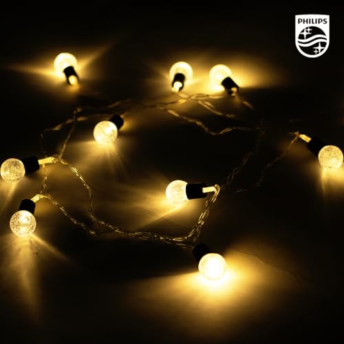 Image of Philips 4M 10 LED Crystal Glow String Light | Decorative Ladi Light for Diwali, Wedding, Festival, Party, Wall & Window Decoration | Warm White, Pack of 1