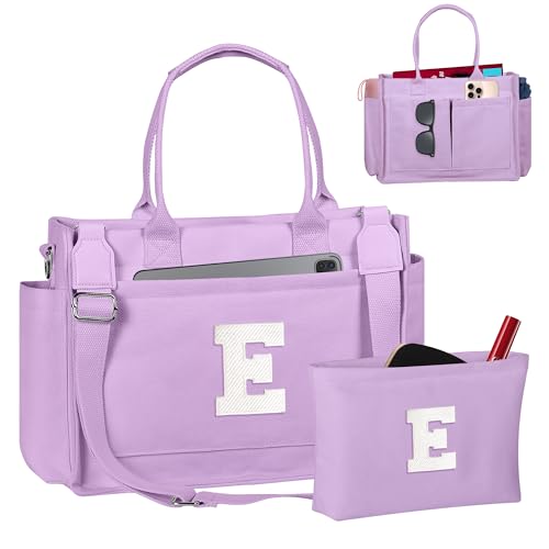 Image of Birthday Gifts for Women, Initial Tote Bag with Makeup Bag | Teen Girl Gifts Trendy Stuff, Back to Campus
