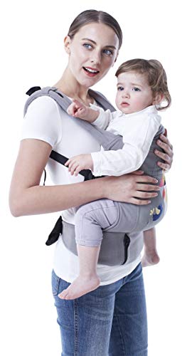 R for Rabbit Hug Me Elite Baby Carrier | Ergonomic Baby Carry Bag | Kangaroo Baby Bags | Baby Carry Wrap |Adjustable Hip Seat Belt | Front & Back Carrier Position |for 6 months to 2 years kids (Grey)
