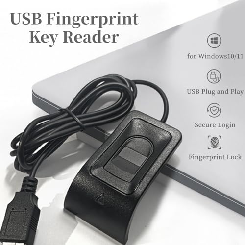 Lector de huellas dactilares USB de escritorio, lector de llaves de huellas dactilares de computadora, llave de seguridad USB con cable de extensión para Windows, reconocimiento de calibración