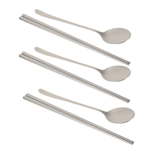 LOORGVEL ステンレス製点食器 箸とスプーン付き 軽量コンパクト 持ち運び便利 キャンプや一人暮らしに シルバー調理器具
