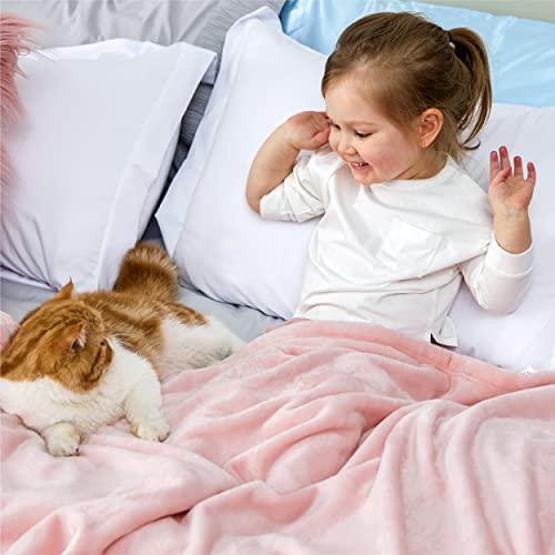 Image of Bedsure GentleSoft Bedding Fleece Blanket for Girls and Boys - Soft Cozy Cute Small Throw Blankets for Travel, 43x55 Inches, Pink