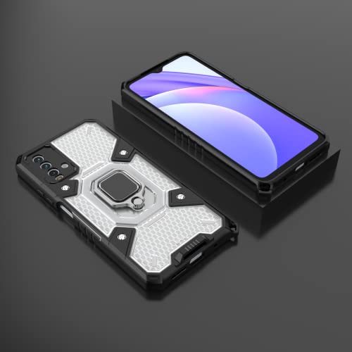 Image of zivite Thermoplastic Polyurethane Tough Armor Bumper Back Case Cover For Redmi 9 Power|Ring Holder & Kickstand In-Built|360 Degree Protection Back Case Cover For Redmi 9 Power (Transparent)