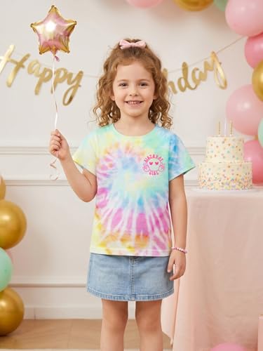 Image of YHHR Birthday Girl Shirt Tie Dye Girls Birthday Shirts 7-14 Year Kids Tops