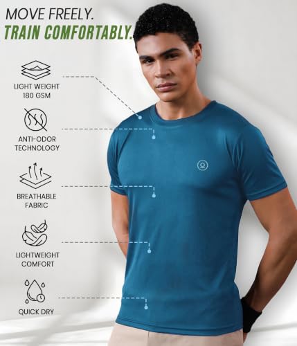 Image of CHKOKKO Gym T Shirts for Men Workout Activewear Solid Quick Dry Sports Tshirt for man Breathable Lightweight Half Sleeve Regular Fit Round Neck Running Boys T Shirt