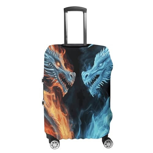Ice And Fire Dragons Printed Luggage Cover Protector, Fits 18-32 Inch Luggage4