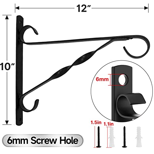 Amagabeli Hanging Plants Bracket 10'' Wall Planter Hooks Hangers Flower Pot Bird Feeder Wind Chime Lanterns Patio Lawn Garden For Shelf Shelves Fence Screw Mount Against Door Arm Hardware #TOP1