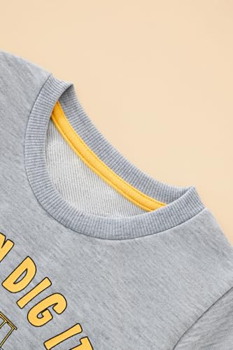 Image of Popshion Toddler Boys Sweatshirts Dinosaur Long Sleeve Pullover Crewneck Shirts Cartoon Tee Sport Tops for Kids 1-8T