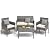 BUPPLEE 4 Pieces Patio Furniture Set, Outdoor Wicker Rattan Patio Conversation Furniture Set with Waterproof Cushion and Table for Lawn Backyard, Garden, Balcony, Porch and Poolside (Dark Grey)