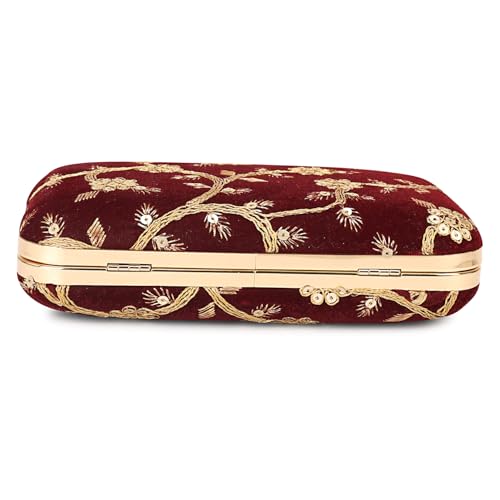 Image of LONGING TO BUY Hand Crafted Designer Box Clutch - Zari Embroidery For Women