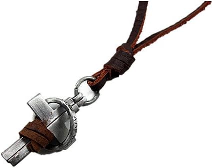 Necklace Brown Real Leather and Cross Alloy Pendant Adiustable Mens Pl0339 - Image 2